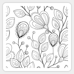 Non Colored Pattern with Floral Motifs Sticker